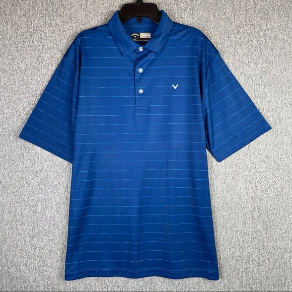 Callaway Golf Polo Opti-Dri Blue Striped Short Sleeve Shirt Men’s Size Medium - Picture 1 of 8